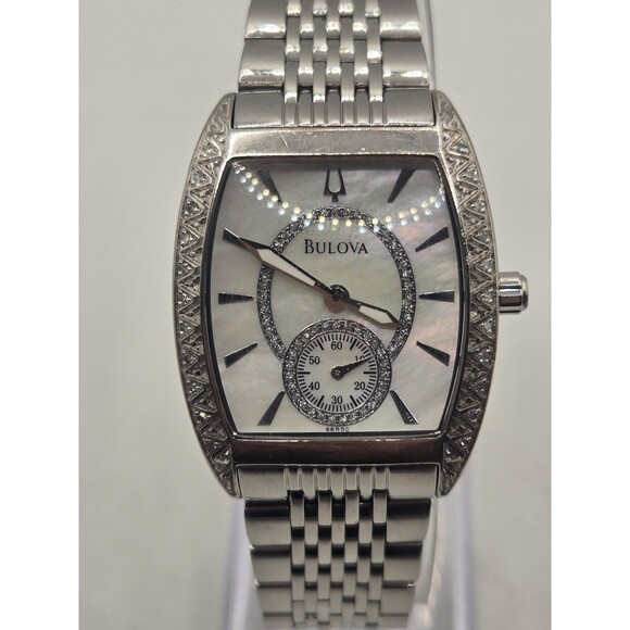 BULOVA 22 Diamonds Mother Of Pearl Dial Bracelet Watch Stainless Steel. 6.5\